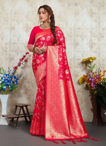 Pink Bhavika Silk By Sangam 14019 To 14024 Silk Sarees Catalog 14023