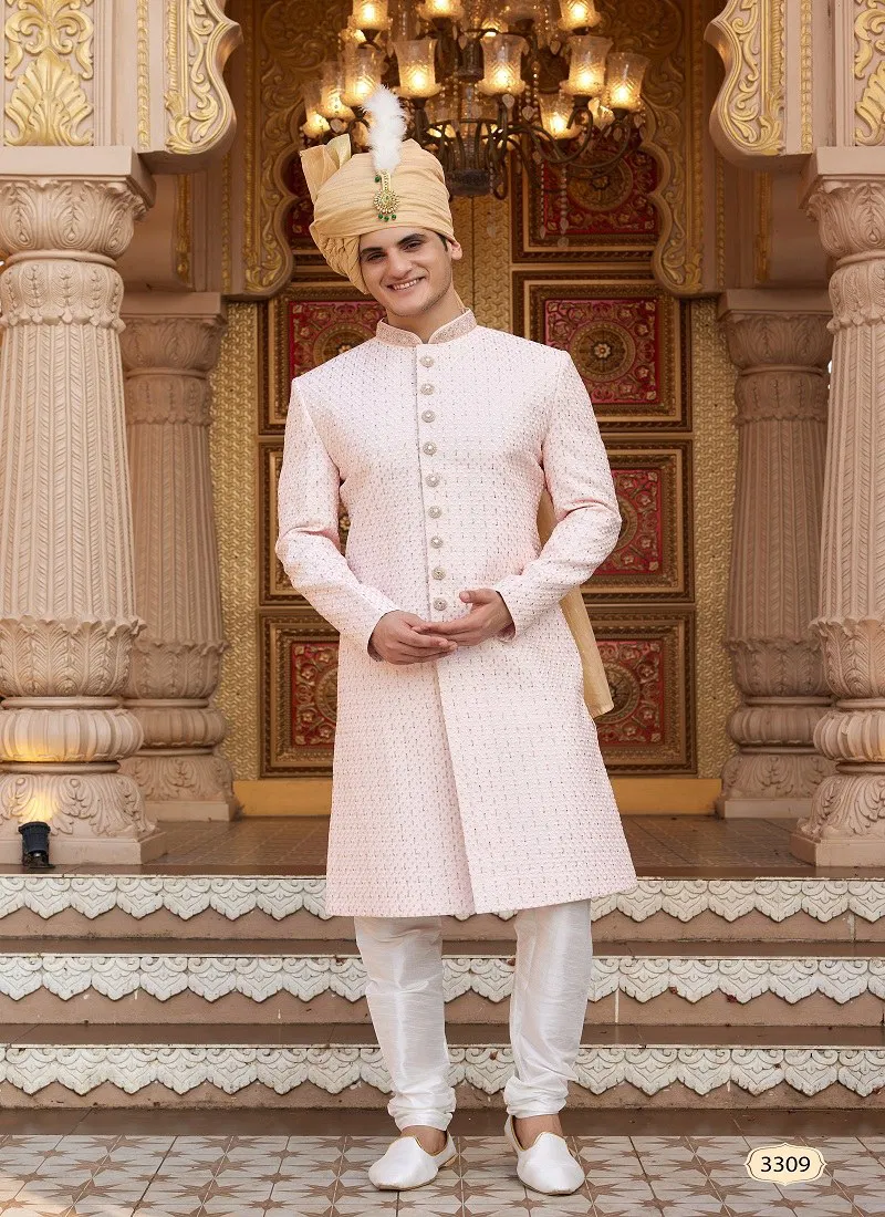 Pink Colour 1660 Function Wear Mens Sherwani Surat Orders In India 3309