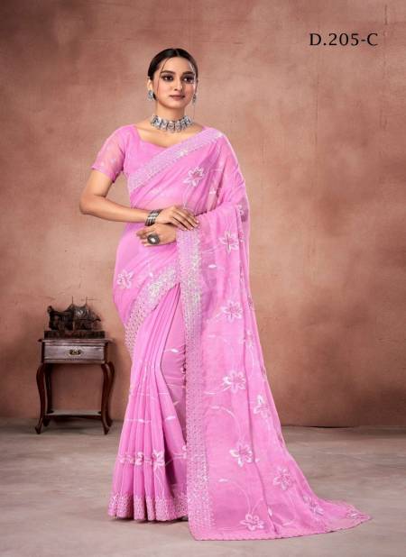 Pink Colour 205 A TO D By Suma Designer Simmer Occasion Wear Saree Surat Wholesale Market 205 C