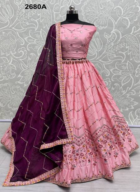 Pink Colour 2680 A and C by Anjani Art Rangoli Silk Ocassion Wear Lehenga Choli Wholesale In India 2680 A