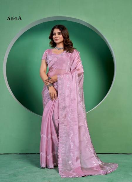 Pink Colour 554 A To E By Suma Designer Burberry Wear Saree Wholesale Shop In Surat 554-A
