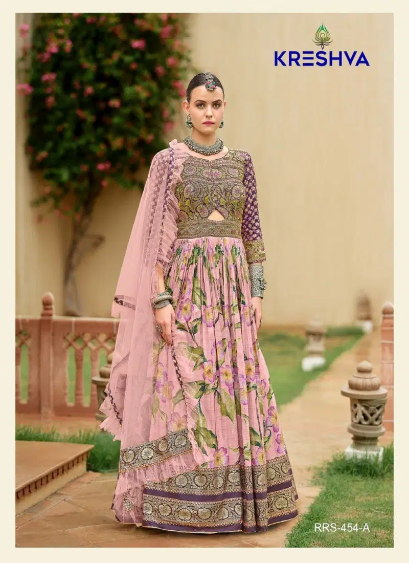 Pink Colour Aadyasha By Kreshva Smooth Silk Reception wear Gown Wholesale Online RRS 454 A