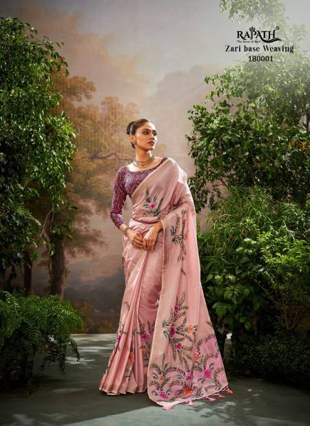 Pink Colour Aaidehi Silk By Rajpath Soft Linen Tissue Saree Exporters In India 180001