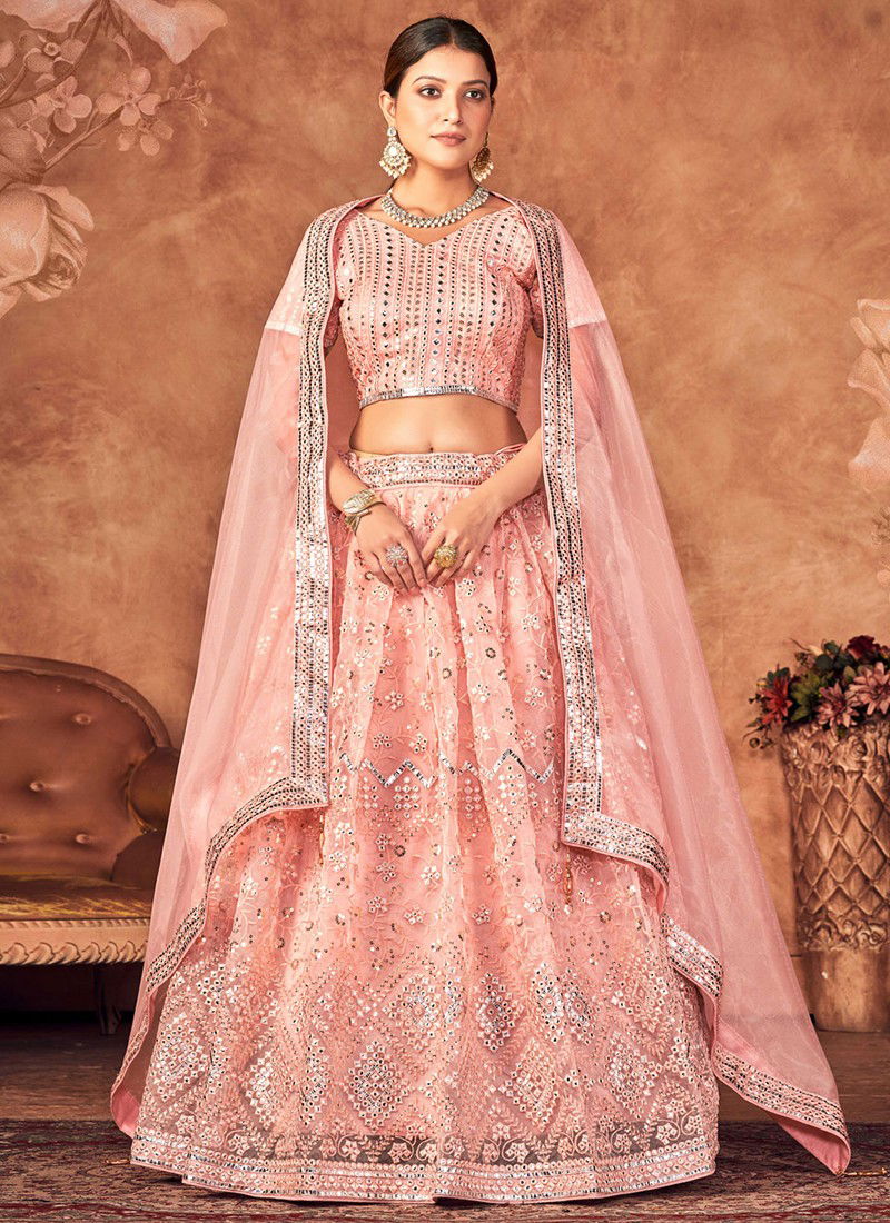 Peach Colour Aakrut Vol 4 Wholesale Designer Wedding Wear Lehenga Choli Catalog