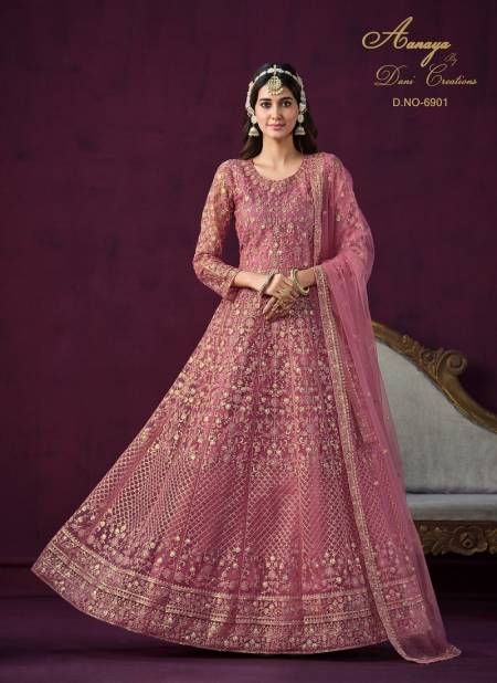 Pink Colour Aanaya Vol 169 By Twisha Net Gown With Dupatta Catalog 6901 Catalog