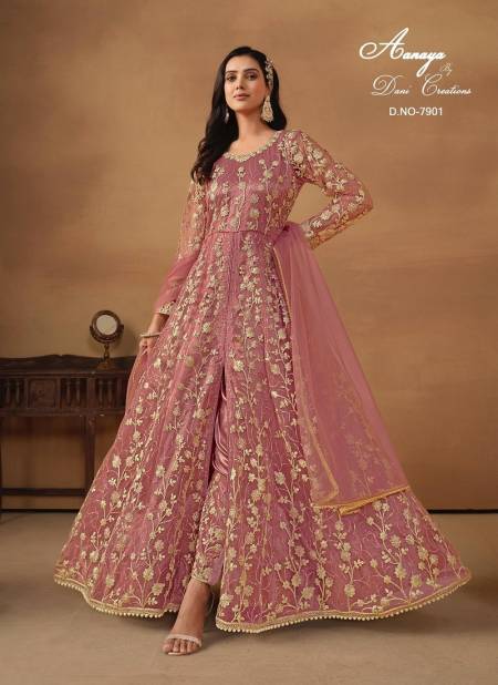 Pink Colour Aanaya Vol 179 By Dani Creations Designer Satin Net Salwar suit Wholesale Online 7901