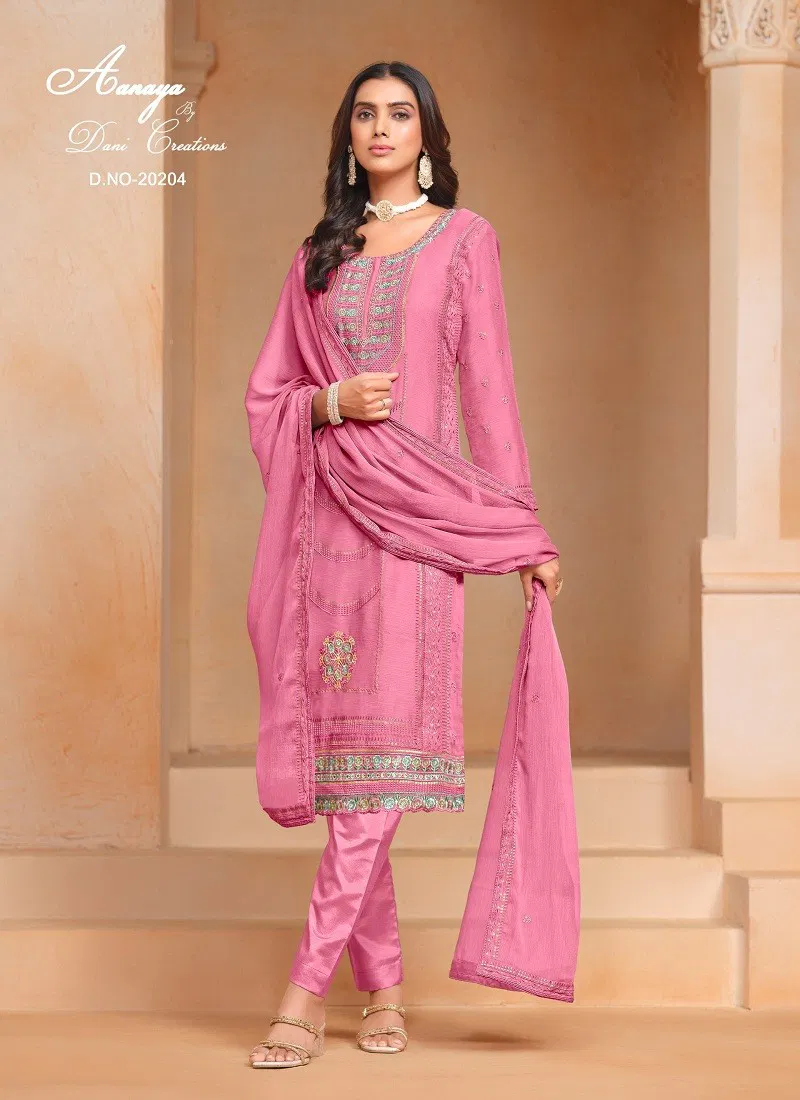 Pink Colour Aanaya Vol 202 By Twisha Organza Chiffon Salwar Suit Wholesalers In Delhi 20204