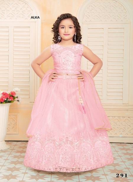 Pink Colour Aaradhna vol 44 By Alka Kids Wear Heavy Embroidery Lehenga Wholesale Online 291