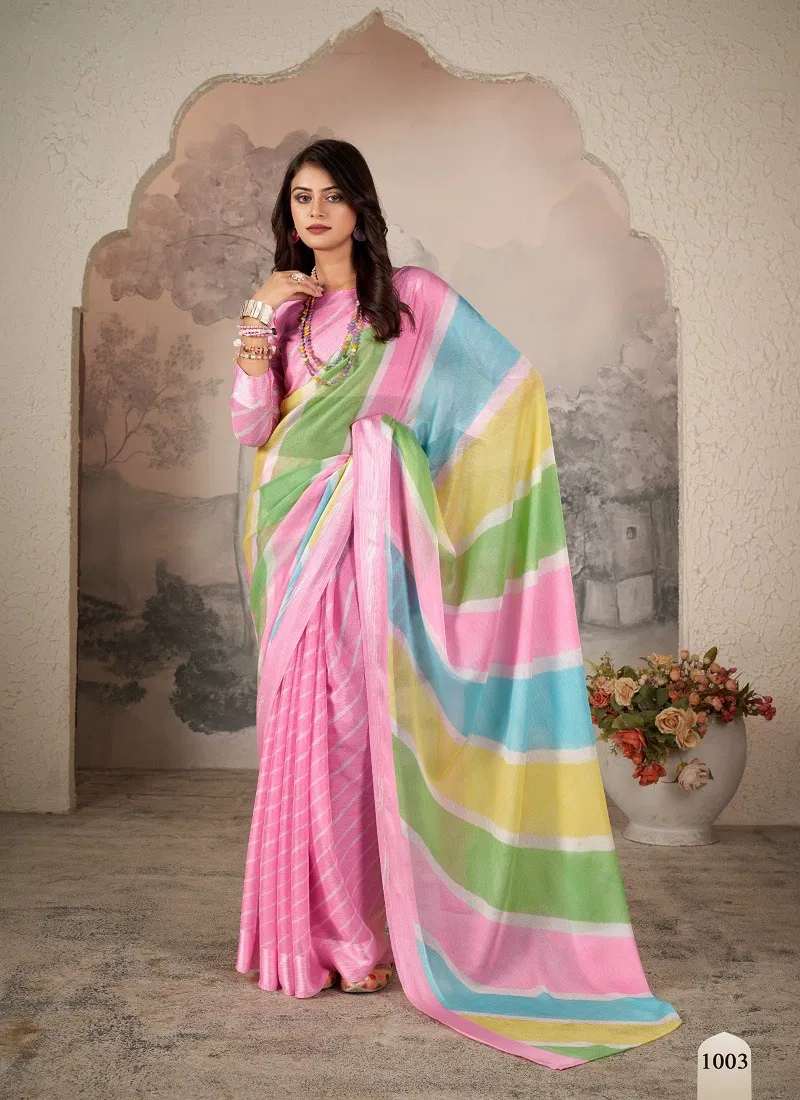 Pink Colour Aavi By Dhaga Pure Jari Chiffon Daily Wear Saree Wholesalers In Delhi 1003