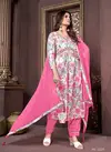 Pink Colour Afgani Alia Vol 1 By Moksh Printed Rayon Alia Cut Kurti With Bottom Dupatta 2225