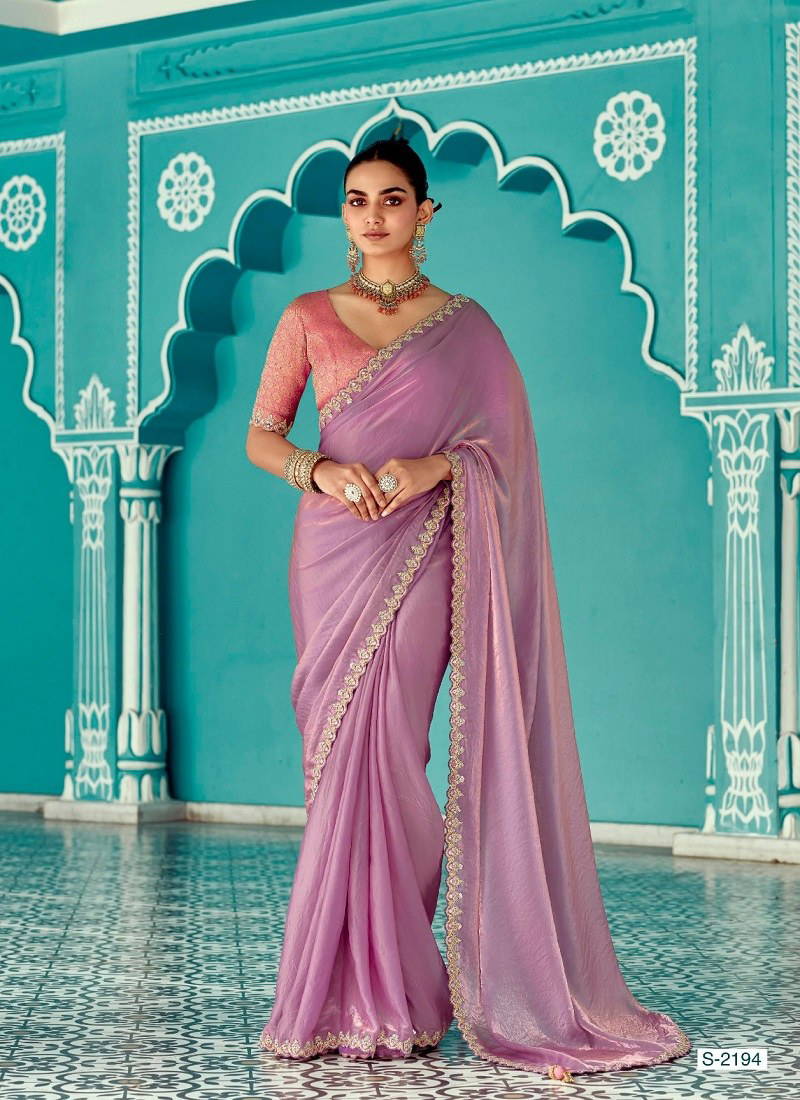 Pink Colour Amber By Kimora Fancy Fabric Party Wear Saree Suppliers In India S 2194