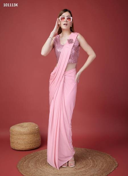 Pink Colour Amoha Imported Crush Party Wear Readymade Saree Online Wholesale 101113K