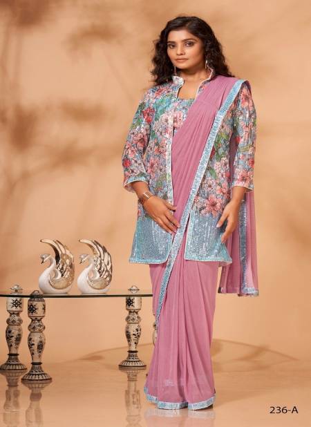 Pink Colour Amoha Partywear Saree Catalog 236 A