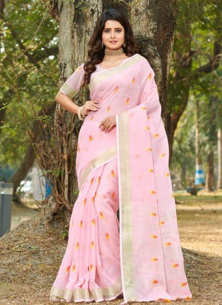 Pink Colour Anandi By Sangam 10038 To 10043 Printed Sarees Catalog 10041