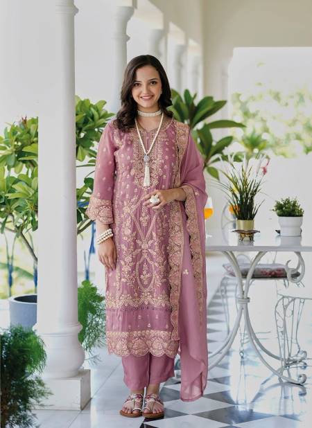 Pink Colour Anaya By Zaveri Organza Embroidered Readymade Pakistani Suit Catalog 1595
