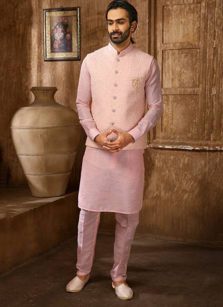 Pink Colour Ethnic Wear Wholesale Kurta Pajama With Jacket Collection 1320