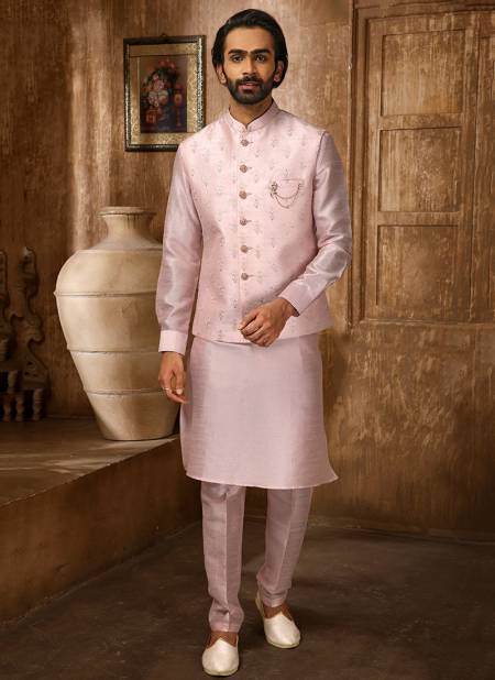 Pink Colour Ethnic Wear Wholesale Kurta Pajama With Jacket Collection 1338