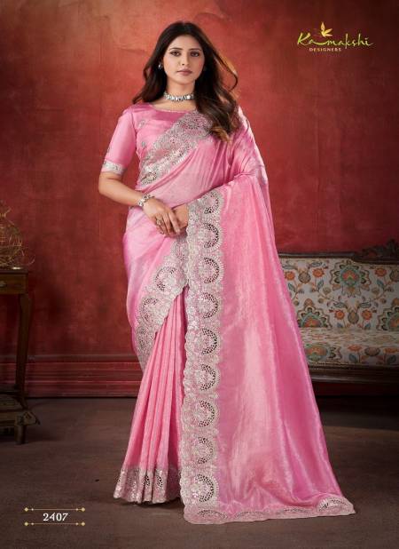 Pink Colour Aza By Kamakshi Designers Pure Crush Soft Silk Wear Saree Wholesale Online 2407