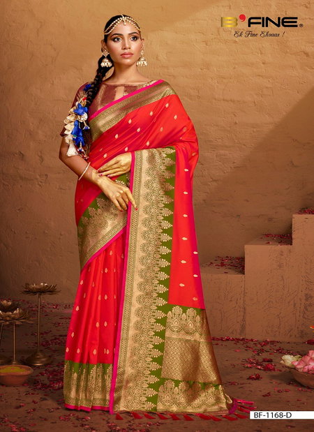 Pink Colour B Fine Priyal Silk Wedding Wear Ladies Saree Wholesale Market In Surat BF-1168-D
