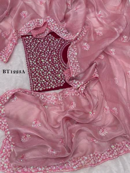 Pink Colour BT 1223 Colours Heavy Pure Soft Zimmy Choo Silk Designer Saree Onilne Wholesale BT 1223A
