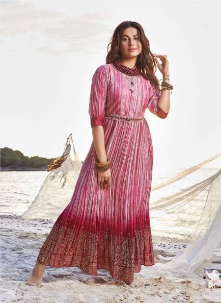 Pink Colour Bahara Vol 2 By Anju Fabrics Gown Catalog 7211