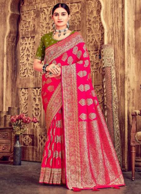 Pink Colour Banarasi Wholesale Ethnic Wear Designer Saree Catalog 406