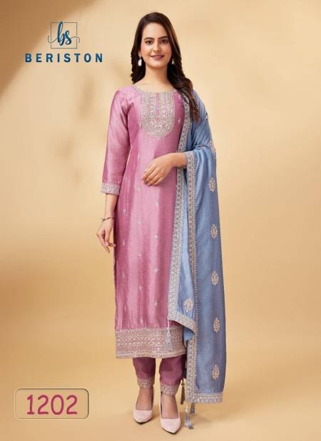 Pink Colour Beriston Bs Vol 12 Vichitra Silk Dress Material Suit Wholesale Price In Surat 1202