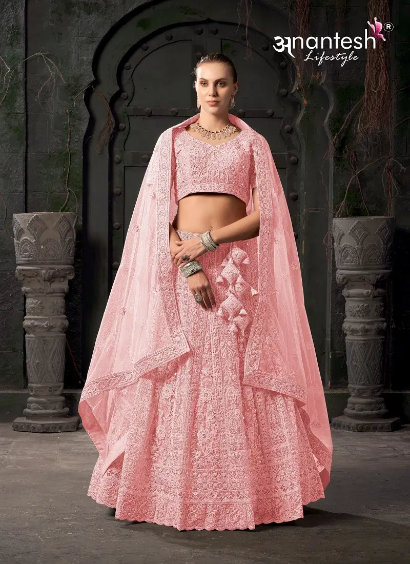 Pink Colour Bridle Couture Vol 3 By Anantesh Engagement Wear Net Lehenga Choli Online Wholesale 9011 B