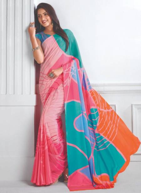 Pink Colour Bright And Beautiful Wholesale Daily Wear Sarees Catalog 70004 B
