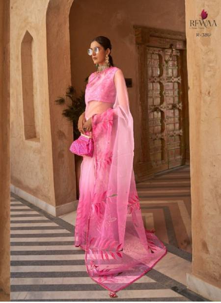 Pink Colour Canvas By Rewaa Party Wear Saree Catalog 389
