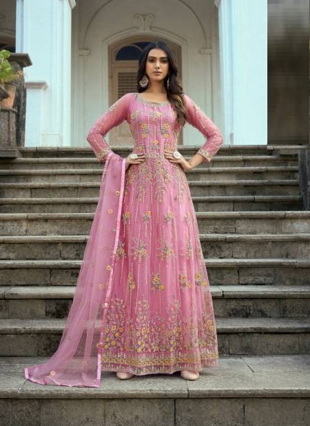 Pink ColourRuksar 1001 A To 1001 D By F K Fashion Gown Catalog 1001 A