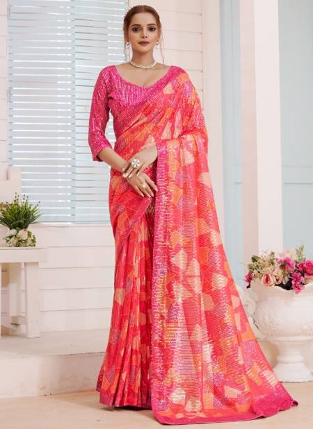 Pink Colour DPS Printed Wholesale Designer Sarees Catalog DPS 2