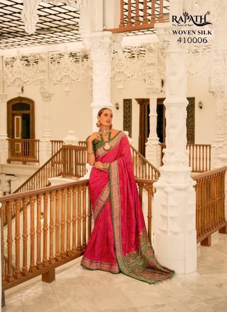 Pink Colour Darpan Silk By Rajpath Occasion Wear Patola Banarasi Silk Saree Wholesale Online 410006