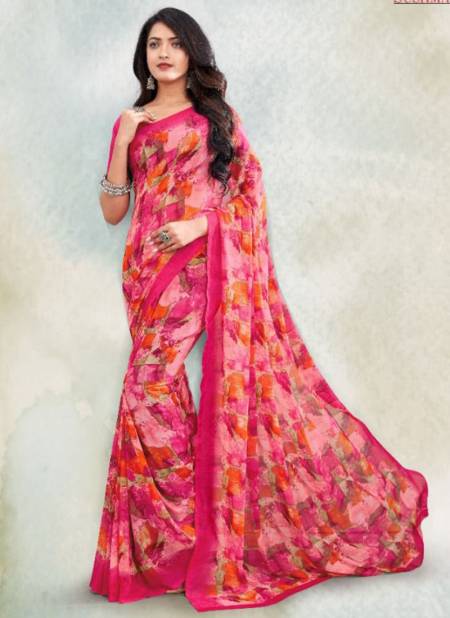 Pink Colour Dimensions Printed Wholesale Daily Wear Sarees 401 B