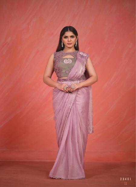 Pink Colour Elegancia By Mahotsav Crepe Silk Party Wear Saree Catalog 23401
