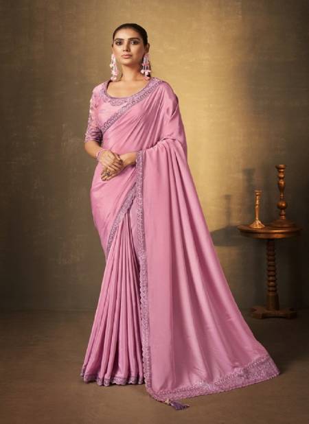 Pink Colour Erisha By Mahotsav Satin Silk Party Wear Saree Catalog 43208