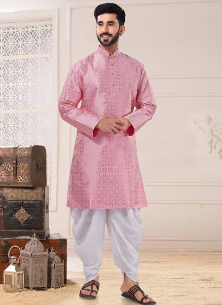 Pink Colour Ethnic Wear Mens Wholesale Kurta Pajama Catalog 1806