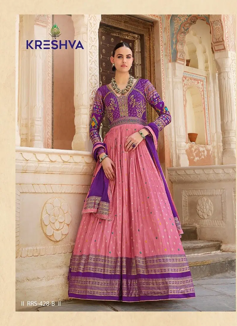 Pink Colour Eva By Kreshva Smooth Silk Reception wear Gown Wholesale Market RRS 428 B