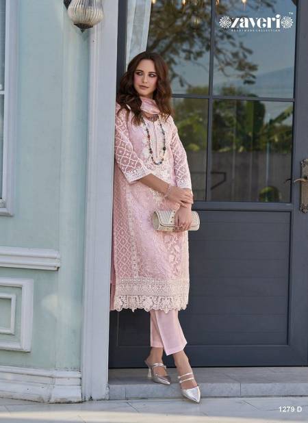 Pink Colour Femina Vol 2 Colour Edition By Zaveri Organza Embroidery Kurti With Bottom Dupatta Exporters In India 1279 D