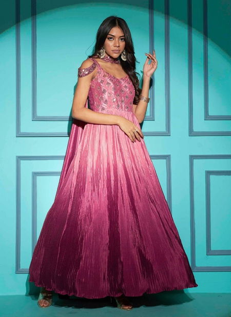 Pink Colour Flory Vol 42 By Khushboo Party Wear Gown Catalog 4982 Catalog