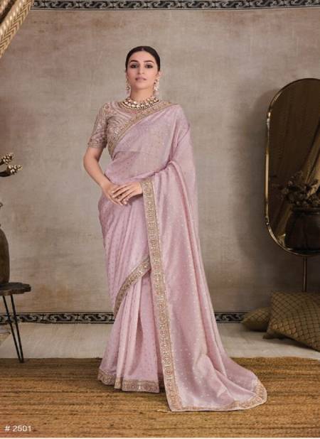 Pink Colour Gulabi By Renik Fashion Heavy Embroidery Organza Saree Suppliers In India 2501