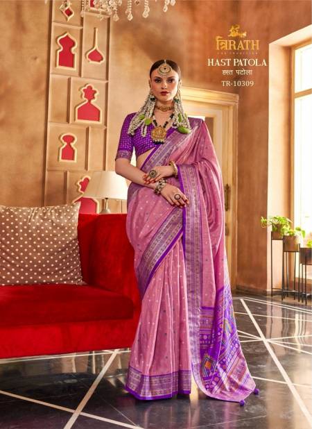 Pink Colour Hast Patola By Trirath Mercerizer Sigma Silk Printed Sarees Wholesale Shop In Surat TR-10309