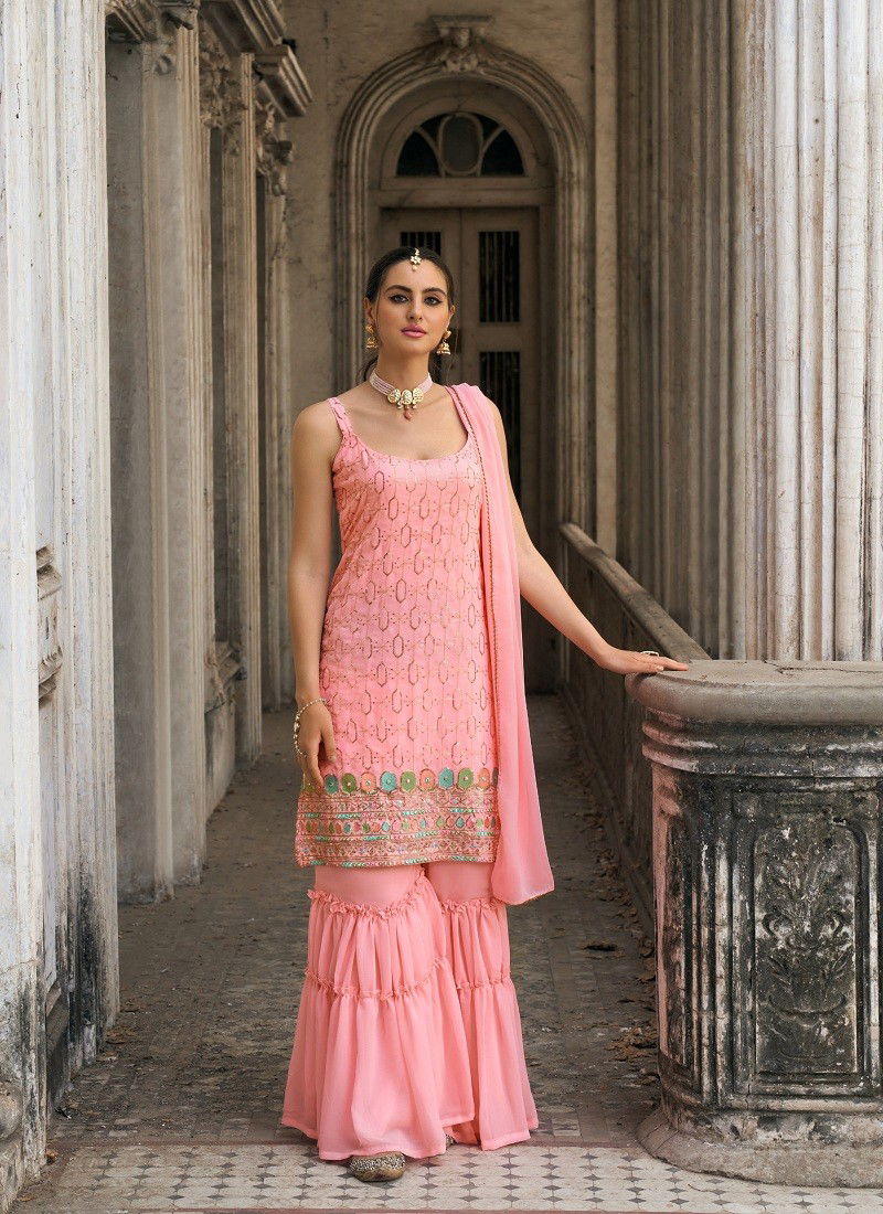 Pink Colour Ibtida By Senhora Wedding Wear Sharara Suit Wholesale Shop In Surat 2058