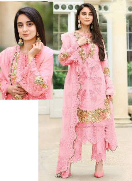 Pink Colour Iznik Vol 1 Wholesale Designer Georgette Pakistani Suit Catalog 2020 A
