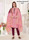 Pink Colour Jacquard Jari Butta By Rahul Nx Jacquard With Tai Button Dress Material Catalog 1004