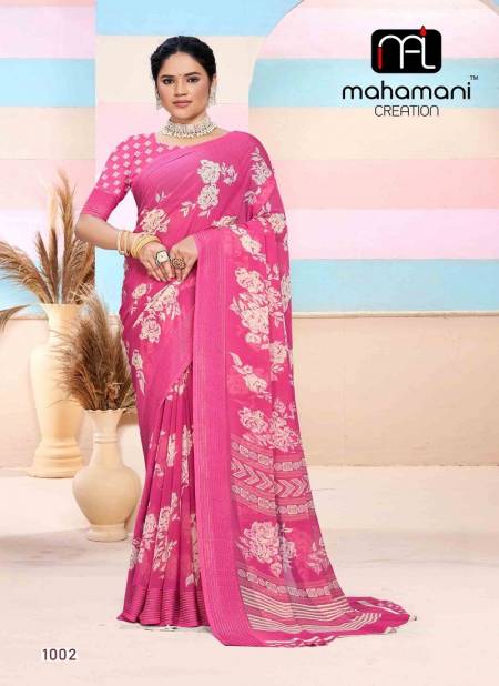 Pink Colour Jaya Vol 2 By Mahamani Creation Printed Saree Wholesalers Suppliers In Mumbai 1002
