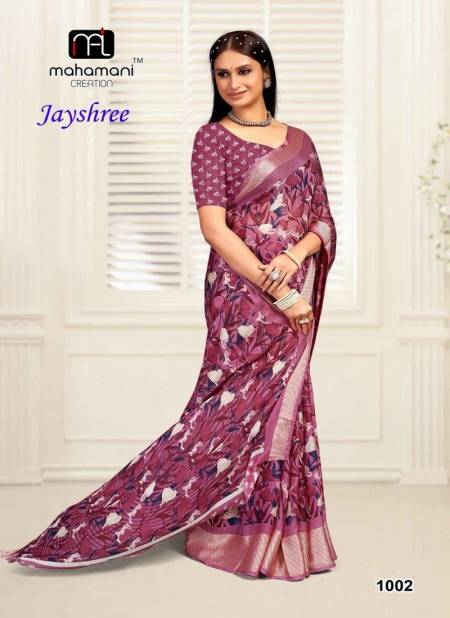 Pink Colour Jayshree 1001 To 1006 By Mahamani Creation Printed Saree Wholesale Market In Surat 1002