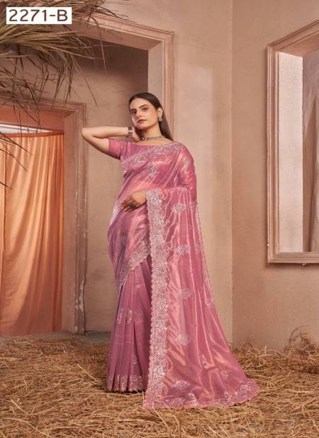 Pink Colour Jayshree 2271 A TO D Simmer Silver Net Designer Party Bulk Saree Orders In India 2271-B