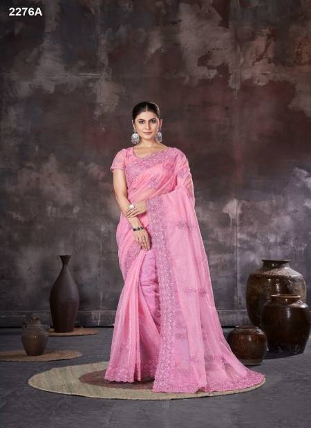 Pink Colour Jayshree 2276 A TO D Organza Net Designer Saree Wholesale In India 2276A