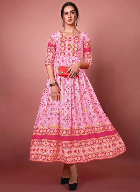 Pink Colour Jennifer Designer Wholesale Printed Kurti Catalog 4007